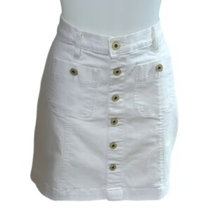 Size 6 Tommy Hilfiger White Button-Front Mini Skirt